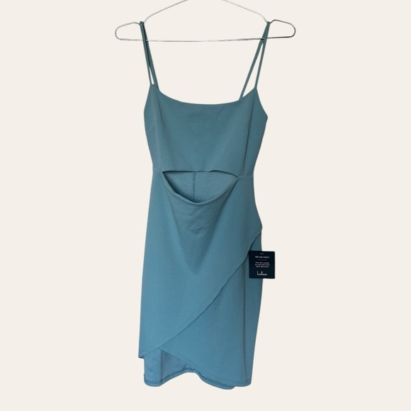 NWT Lulus Cutout On The Town Sage Blue Cutout Bodycon Dress Medium - Picture 5 of 8
